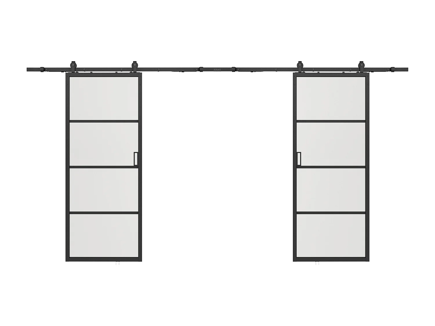 Doppel-Schiebetür mit Laufschienensystem - Aluminium & Sicherheitsglas transparent - 2 x 205 x 83 cm - SINCA II