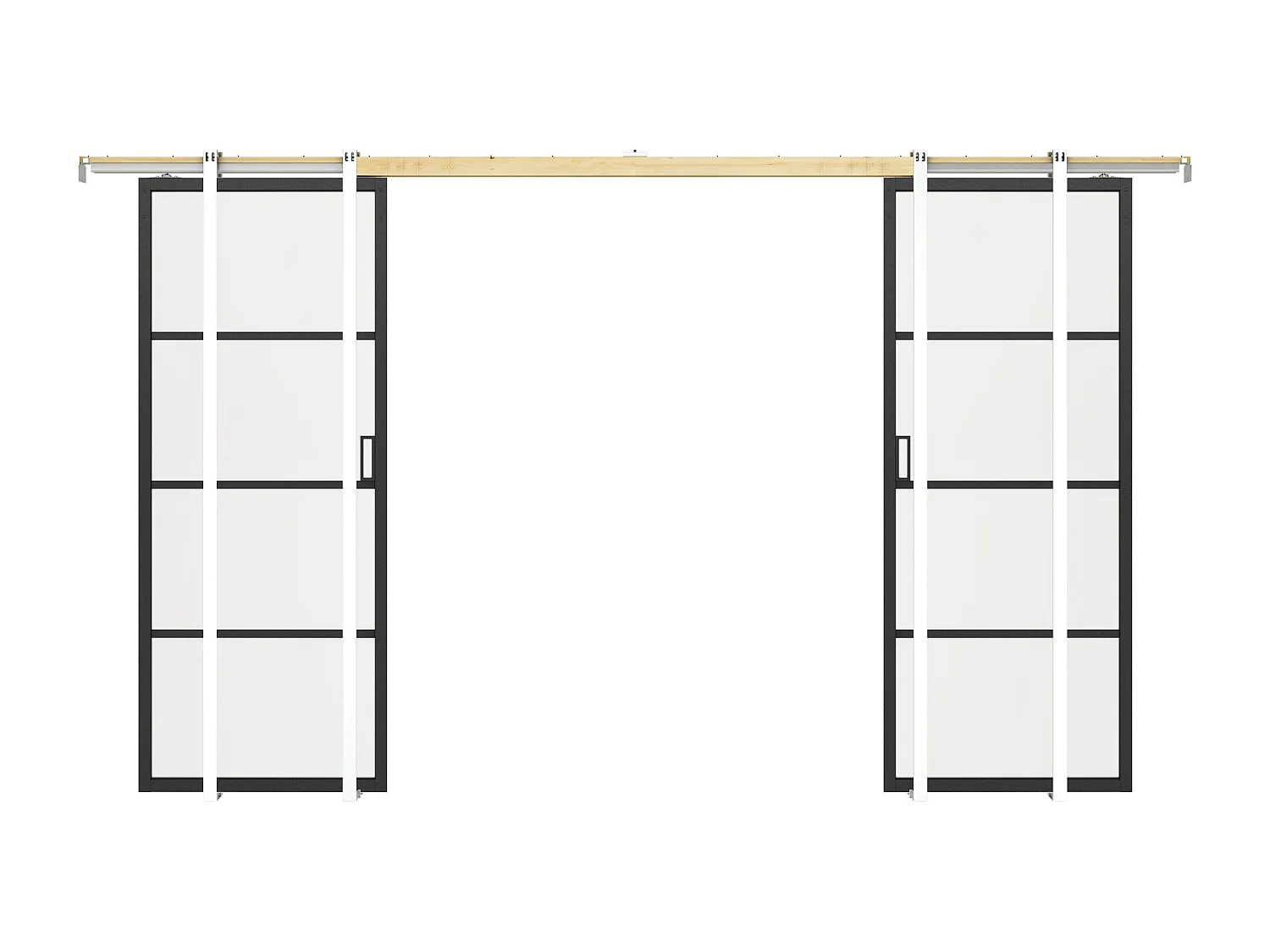 Doppel-Schiebetür mit Galandage-System - Aluminium & Sicherheitsglas transparent - 2 x 205 x 83 cm - SINCA II