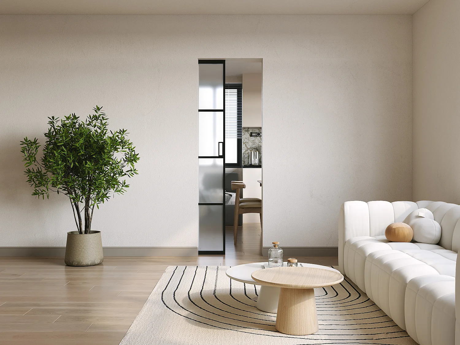 Porta scorrevole con sistema a incasso H205 x L73 cm  in Alluminio e Vetro temperato smerigliato - WILDEN II