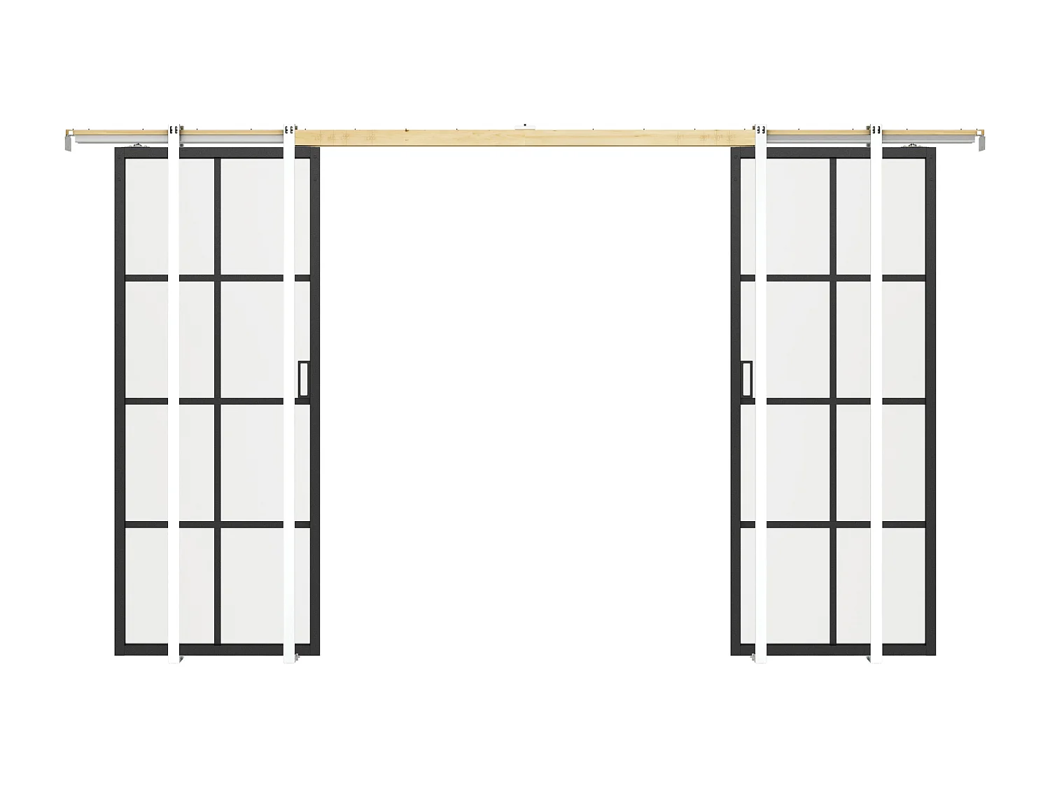 Doppel-Schiebetür mit Galandage-System - Aluminium & Sicherheitsglas mattiert - 2 x 205 cm x 73 cm - WILDEN II