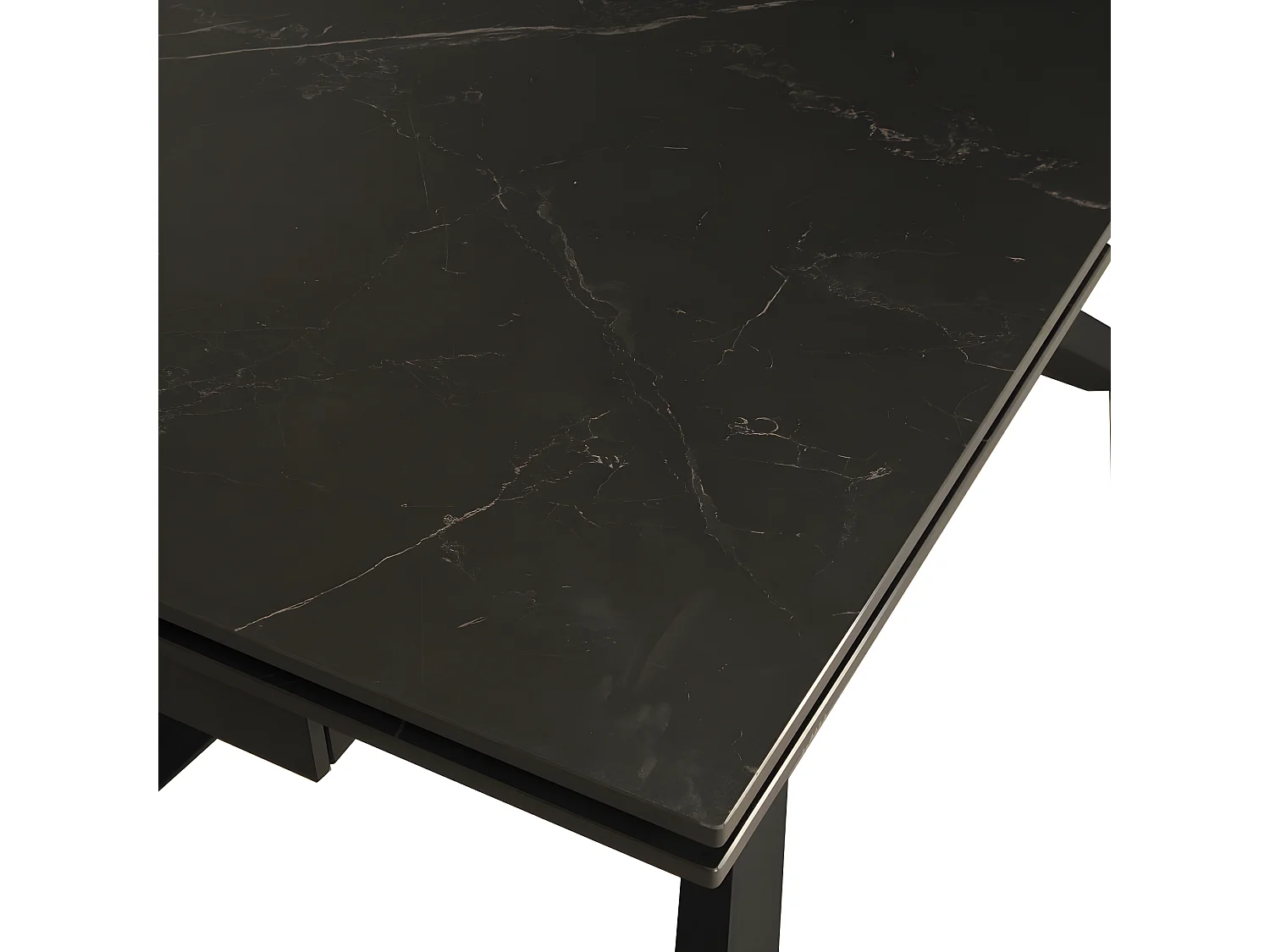 Table à manger extensible en pierre Osiris 280x90cm - Noir effet marbre - 12 personnes