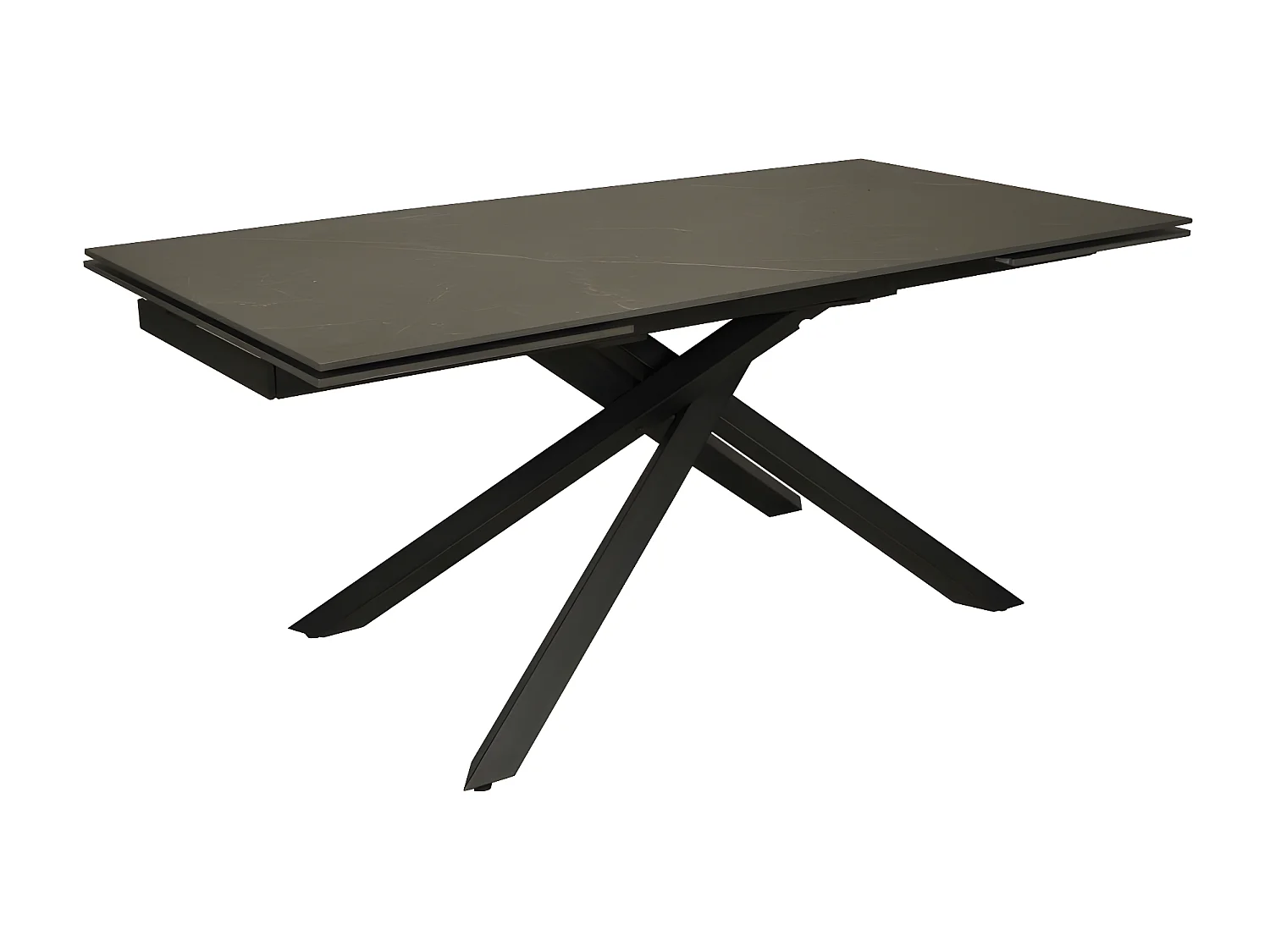 Table à manger extensible en pierre Osiris 280x90cm - Noir effet marbre - 12 personnes