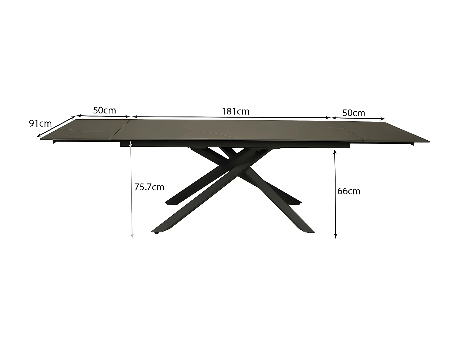 Table à manger extensible en pierre Osiris 280x90cm - Noir effet marbre - 12 personnes