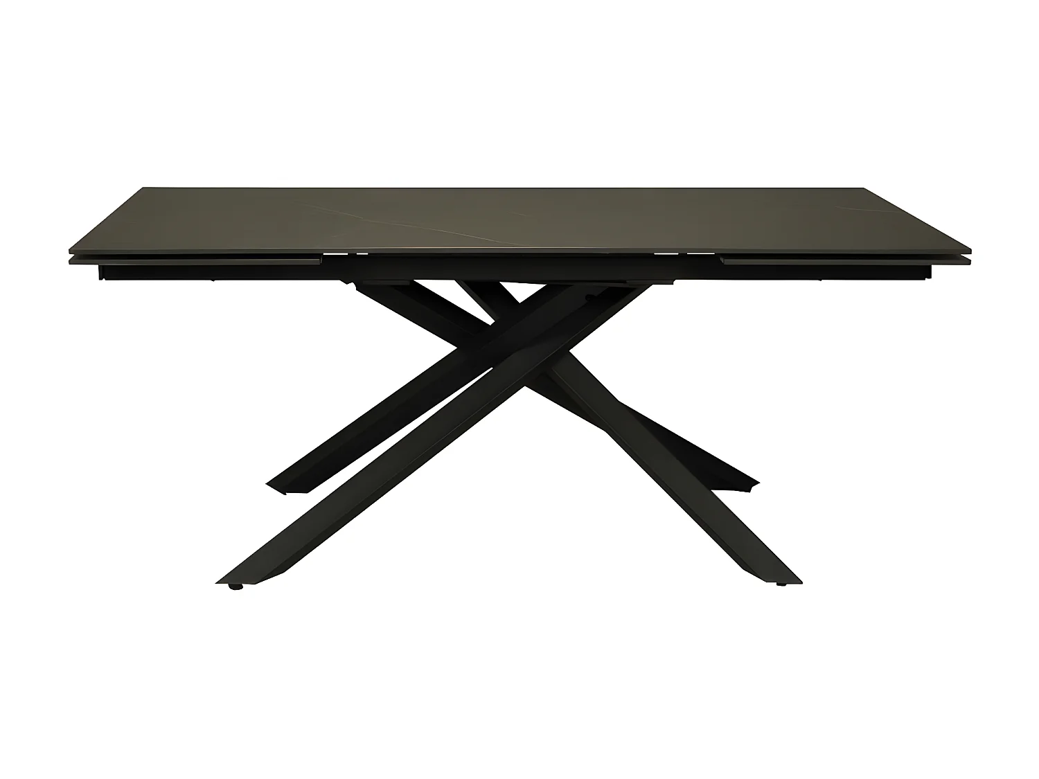 Table à manger extensible en pierre Osiris 280x90cm - Noir effet marbre - 12 personnes