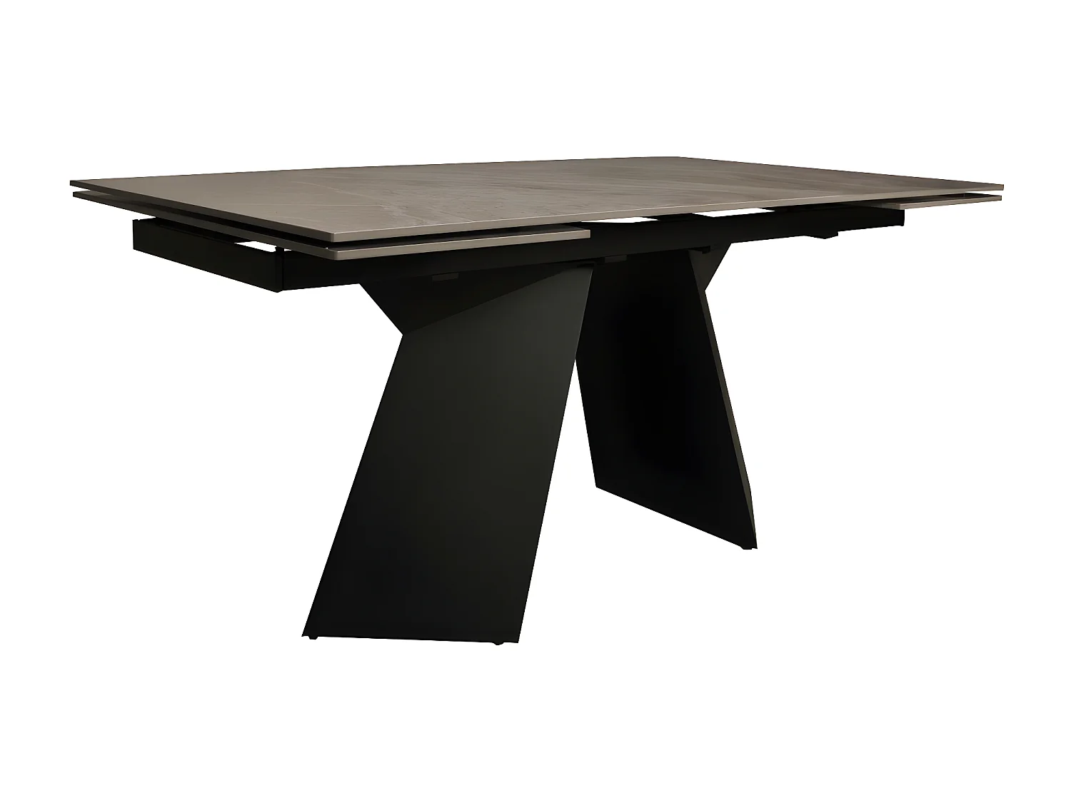 Table à manger extensible en pierre PALACIO 160x90cm + 2 allonges de 40cm - 10 personnes / Gris effet marbre