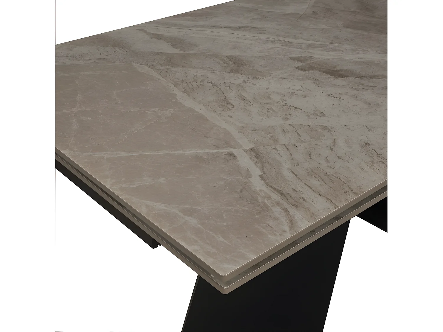 Table à manger extensible en pierre PALACIO 160x90cm + 2 allonges de 40cm - 10 personnes / Gris effet marbre