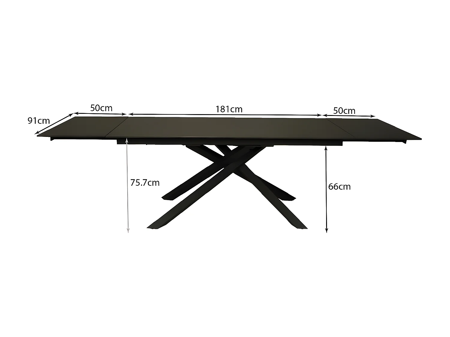 TABLE À MANGER EXTENSIBLE EN PIERRE OSIRIS / TABLE 180X90CM + 2 ALLONGES DE 50CM - 12 PERSONNES / Anthracite