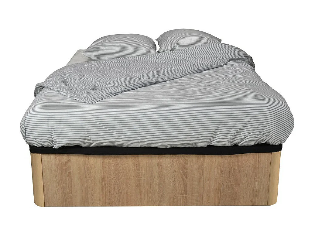 LIT COFFRE SPIRO 140x190cm + 1 SOMMIER / Décor Chêne Blanchi