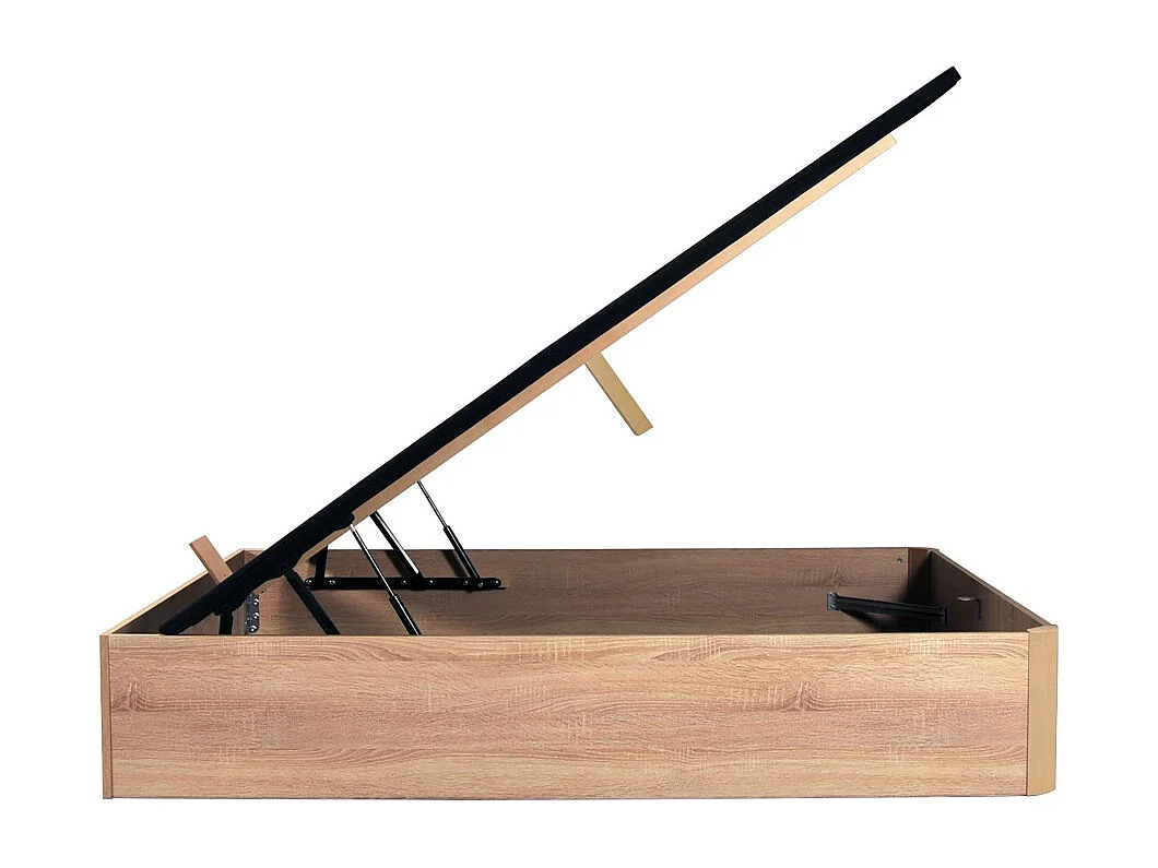 LIT COFFRE SPIRO 140x190cm + 1 SOMMIER / Décor Chêne Blanchi