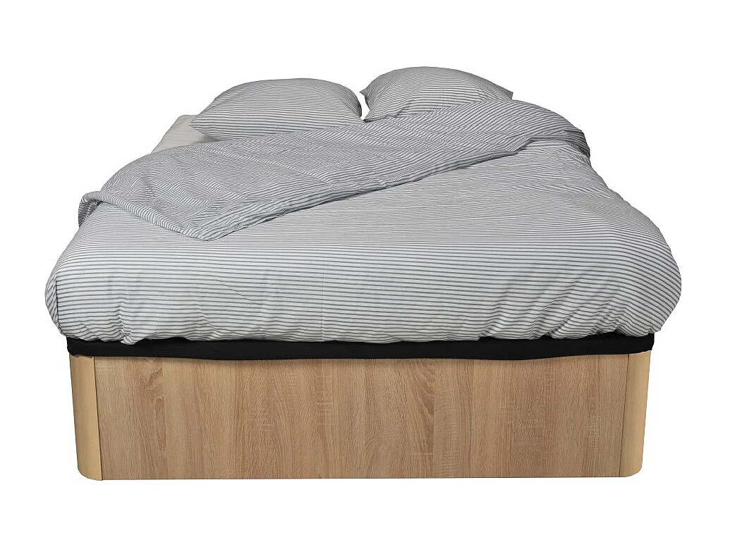 LIT COFFRE SPIRO 140x190cm + 1 SOMMIER / Décor Chêne Blanchi