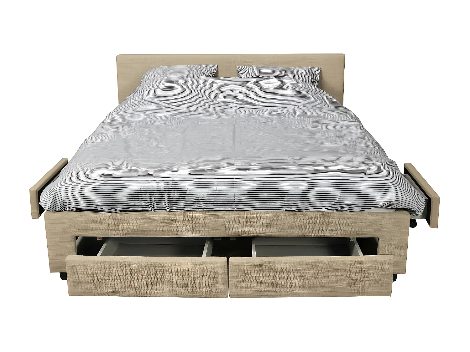 Lit LUGANO 160x200 + 1 sommier + 4 tiroirs / Beige