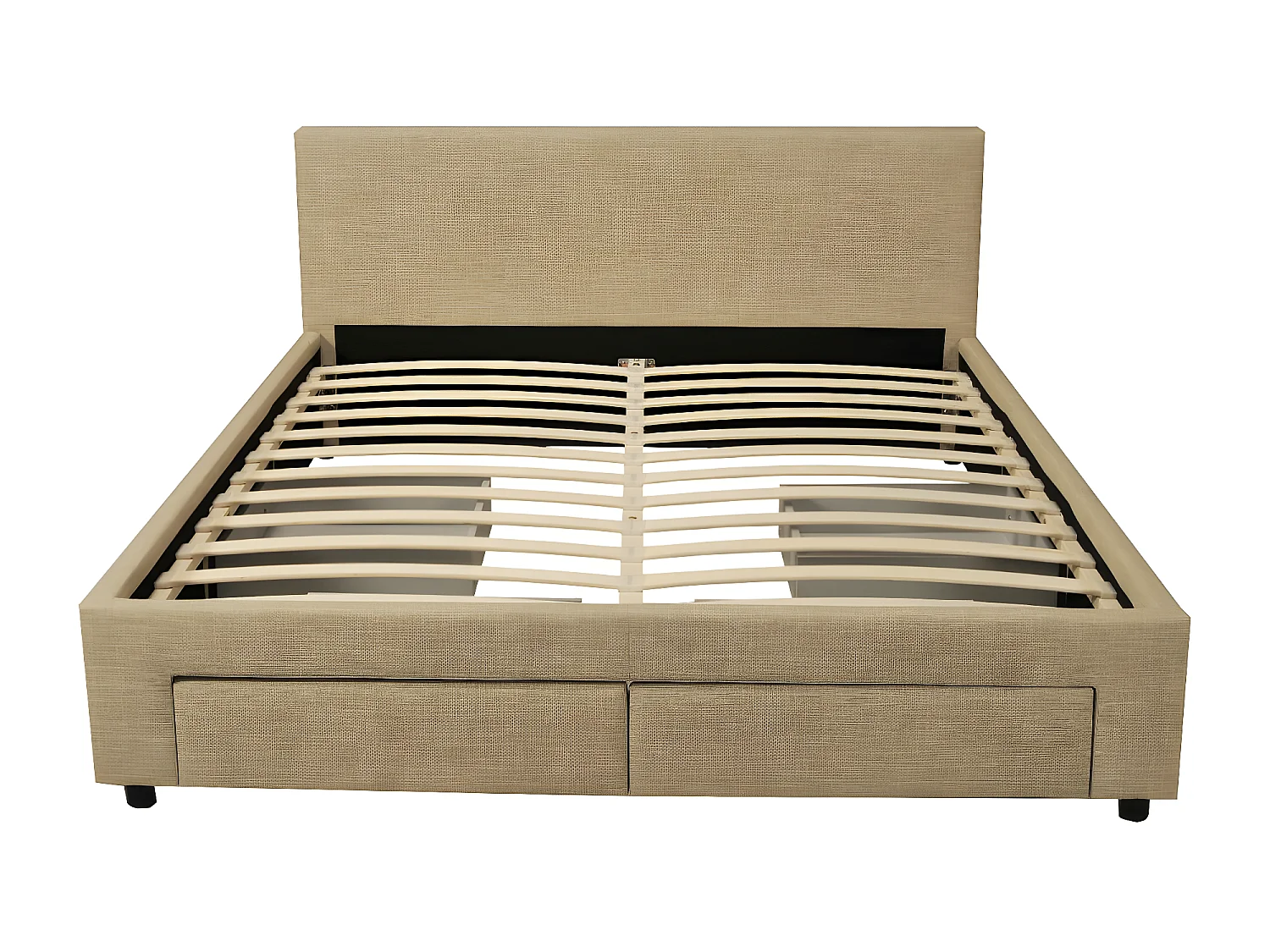 Lit LUGANO 140x190 + 1 sommier + 4 tiroirs / Beige