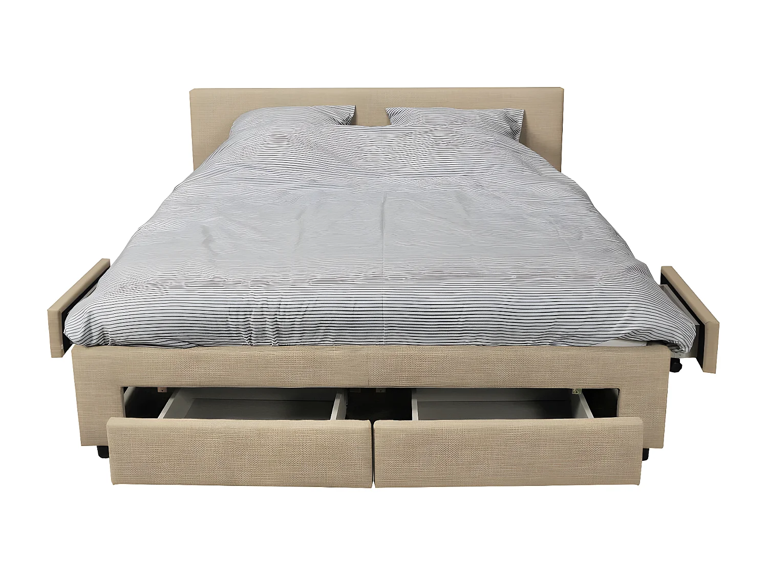 Lit LUGANO 140x190 + 1 sommier + 4 tiroirs / Beige