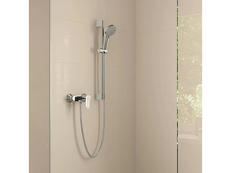 Pack mitigeur douche mécanique HANSGROHE Vernis Blend + Barre Unica S Puro + flexible + Pommeau Vernis Blend Vario chromé