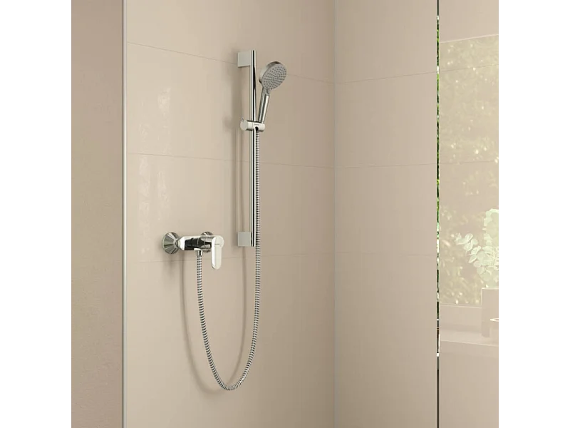 Pack mitigeur douche mécanique HANSGROHE Vernis Blend + Barre Unica S Puro + flexible + Pommeau Vernis Blend Vario chromé