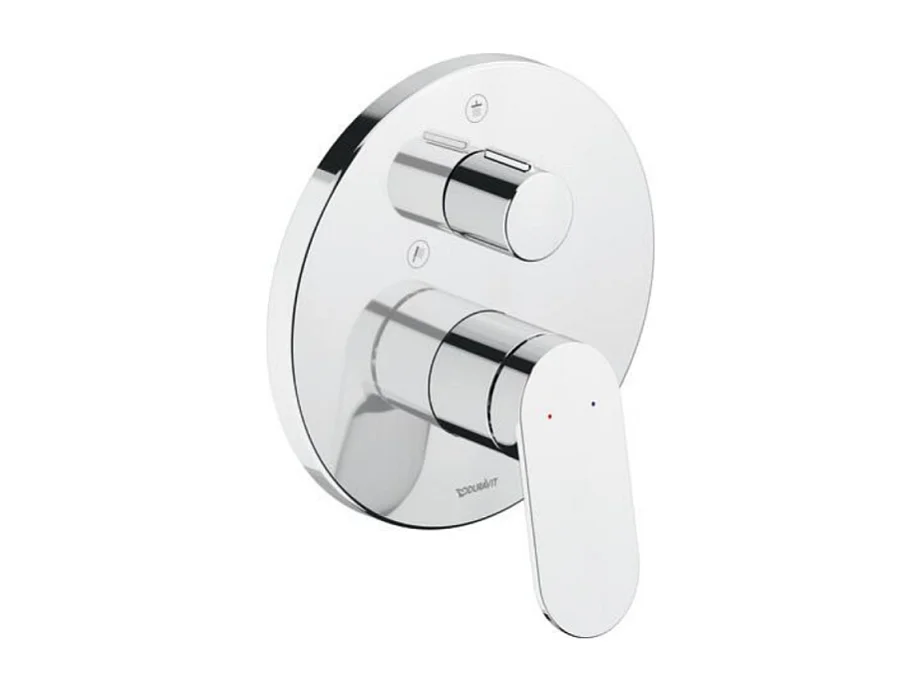 Façade robinet encastré 2 sorties DURAVIT Wave avec inverseur chromé brillant