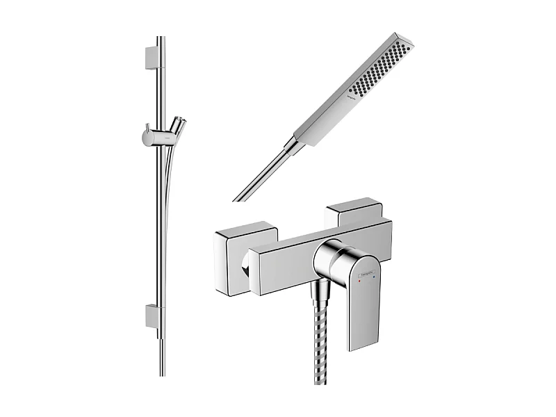 Pack mitigeur douche mécanique HANSGROHE Vernis Shape + Barre Unica S Puro + flexible + Pommeau Pulsify E chromé