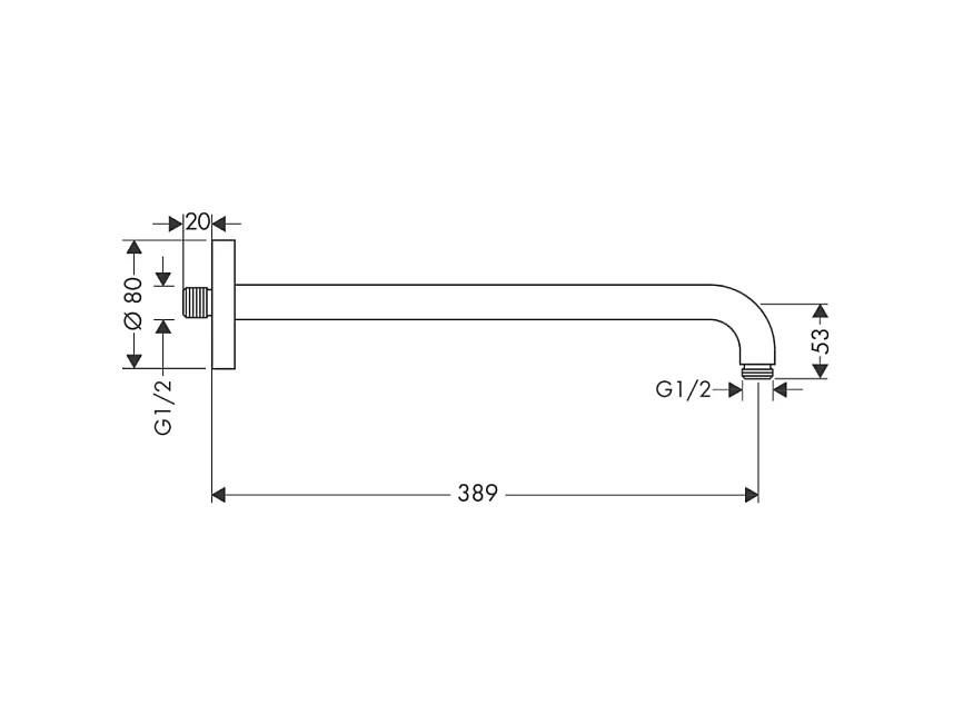 Bras de douche HANSGROHE M 38,9 cm Aspect doré poli