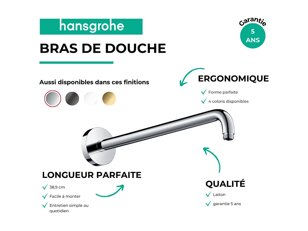 HANSGROHE M brazo de ducha 38,9 cm Blanco mate