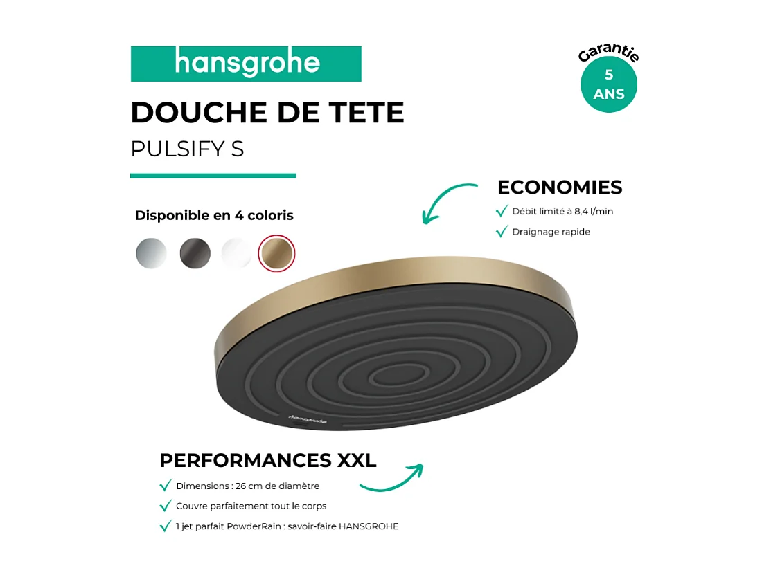 Douche de tête HANSGROHE Pulsify S 260 EcoSmart Bronze brossé