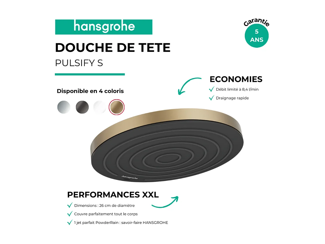 Douche de tête HANSGROHE Pulsify S 260 EcoSmart Bronze brossé