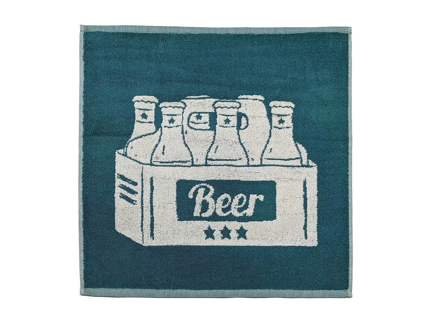 Lot de 2 torchons de cuisine pur coton 50x50 cm BEER motifs de bières bleu