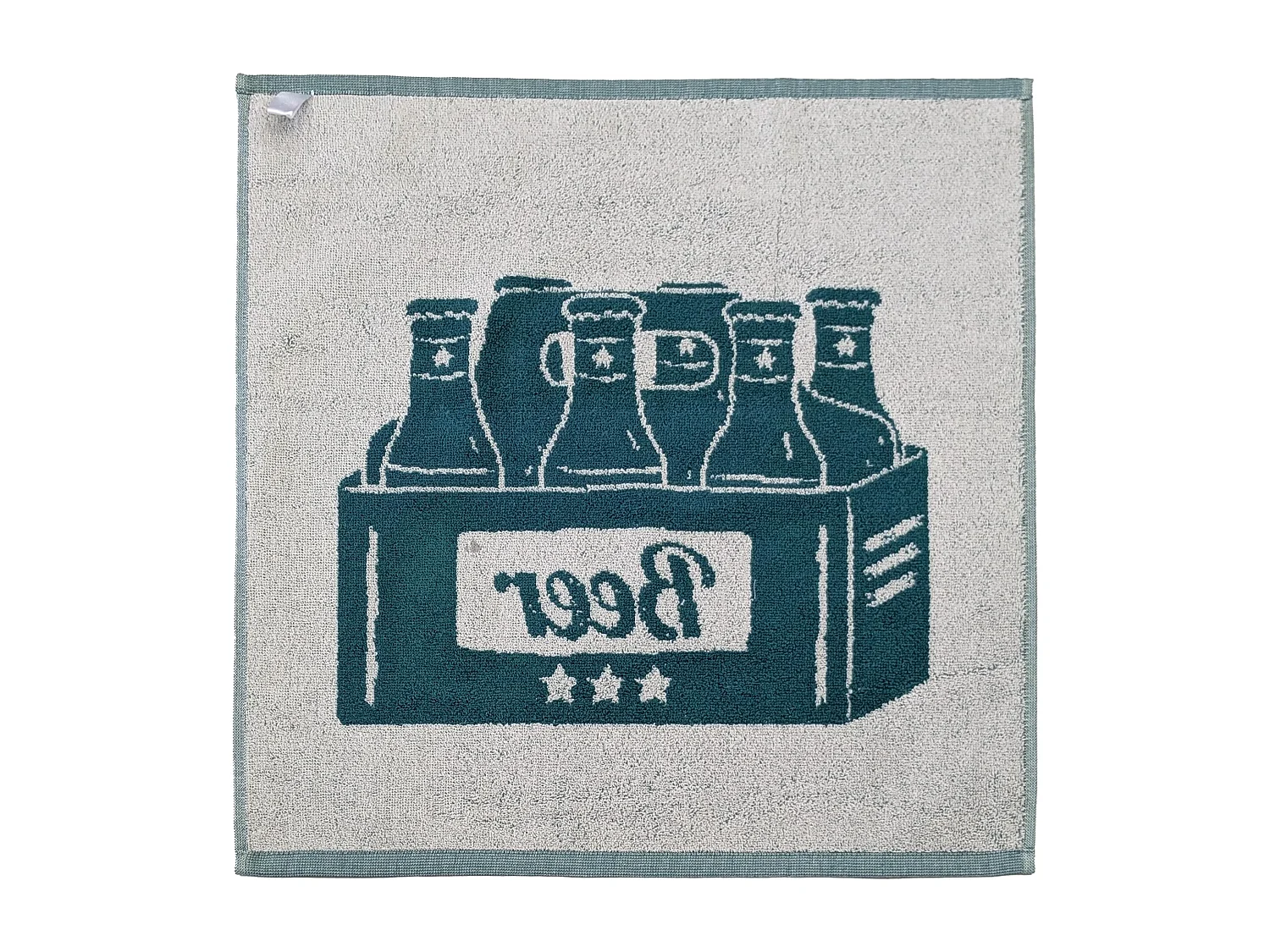 Lot de 2 torchons de cuisine pur coton 50x50 cm BEER motifs de bières bleu