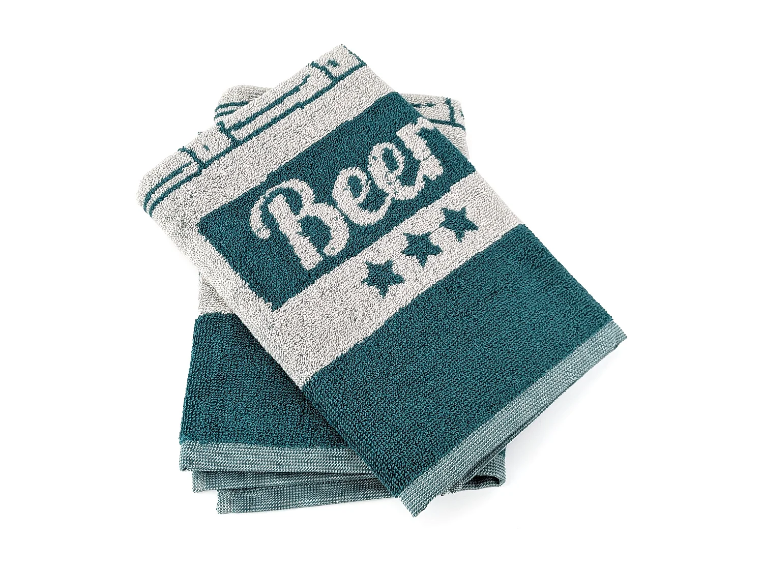 Lot de 2 torchons de cuisine pur coton 50x50 cm BEER motif de bières bleu