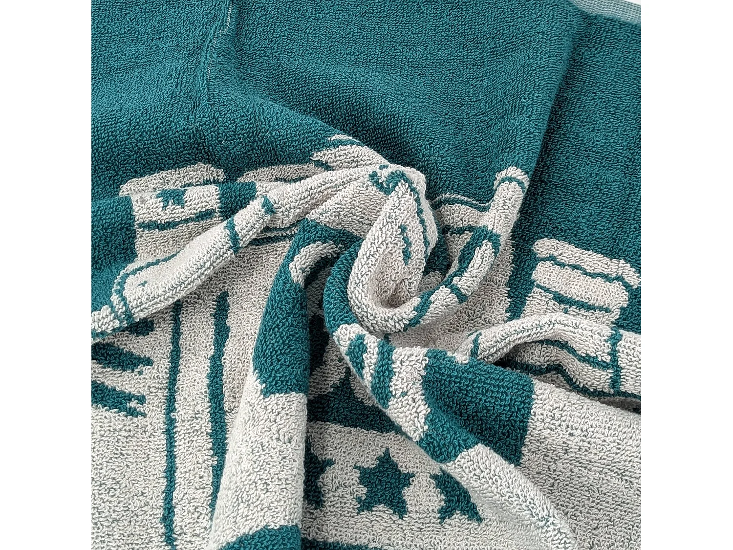 Lot de 2 torchons de cuisine pur coton 50x50 cm BEER motif de bières bleu