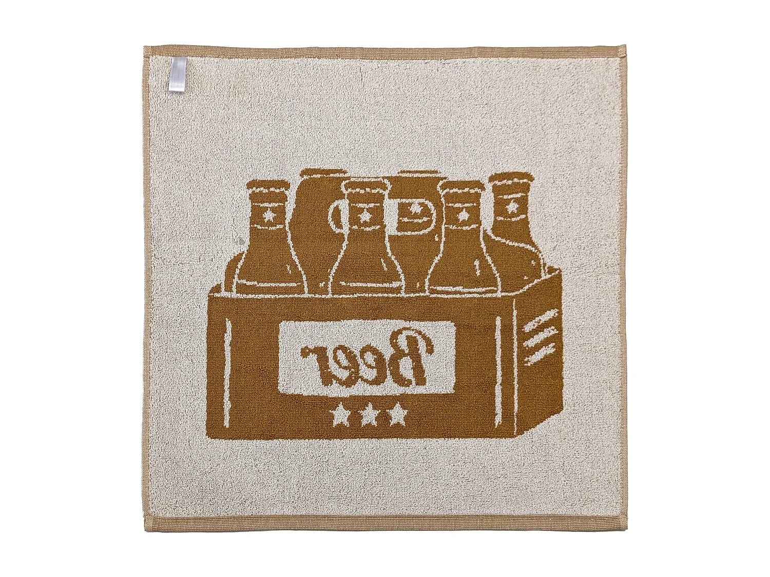 Lot de 2 torchons de cuisine pur coton 50x50 cm BEER motifs de bières jaune