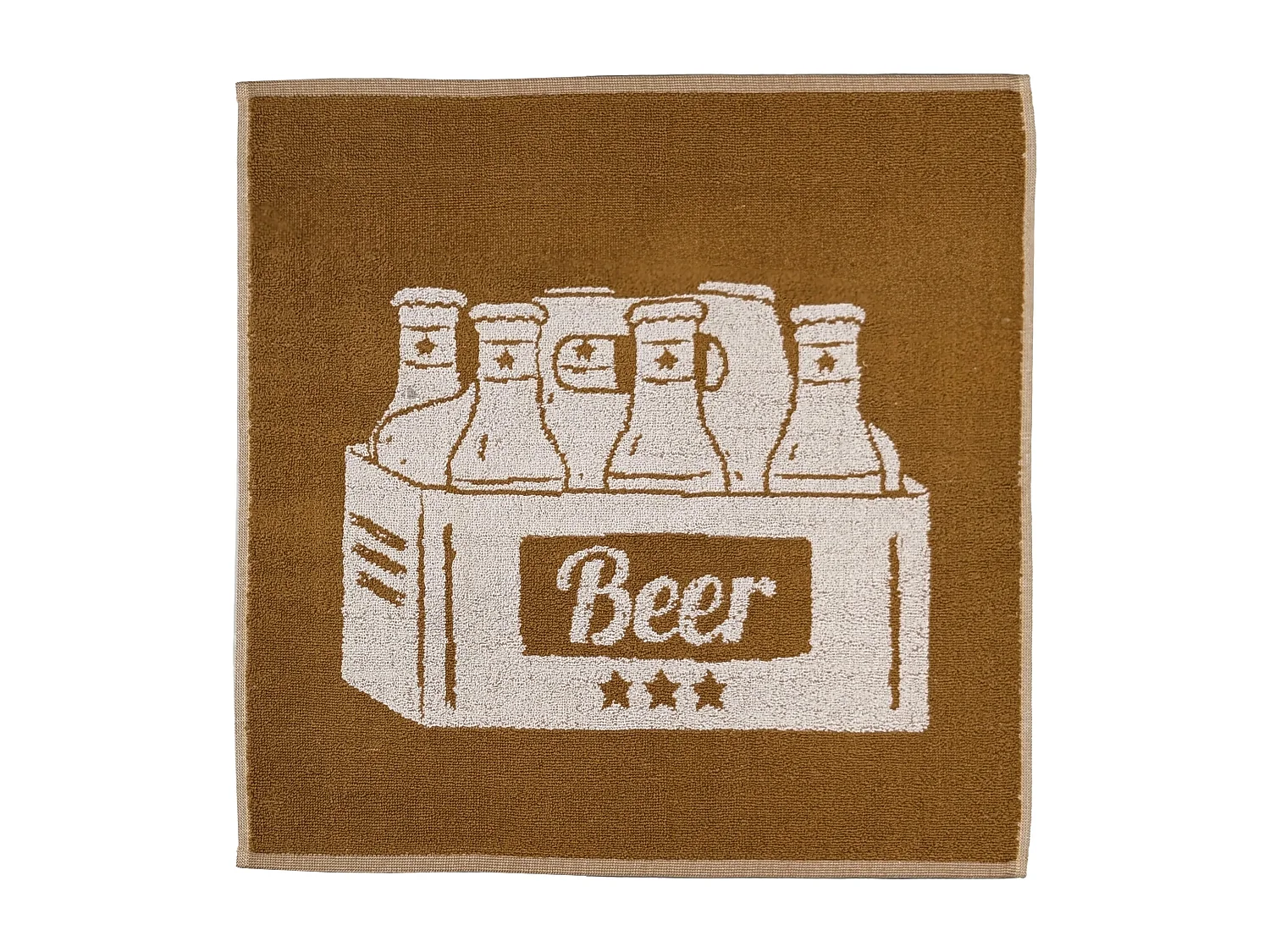 Lot de 2 torchons de cuisine pur coton 50x50 cm BEER motif de bières jaune