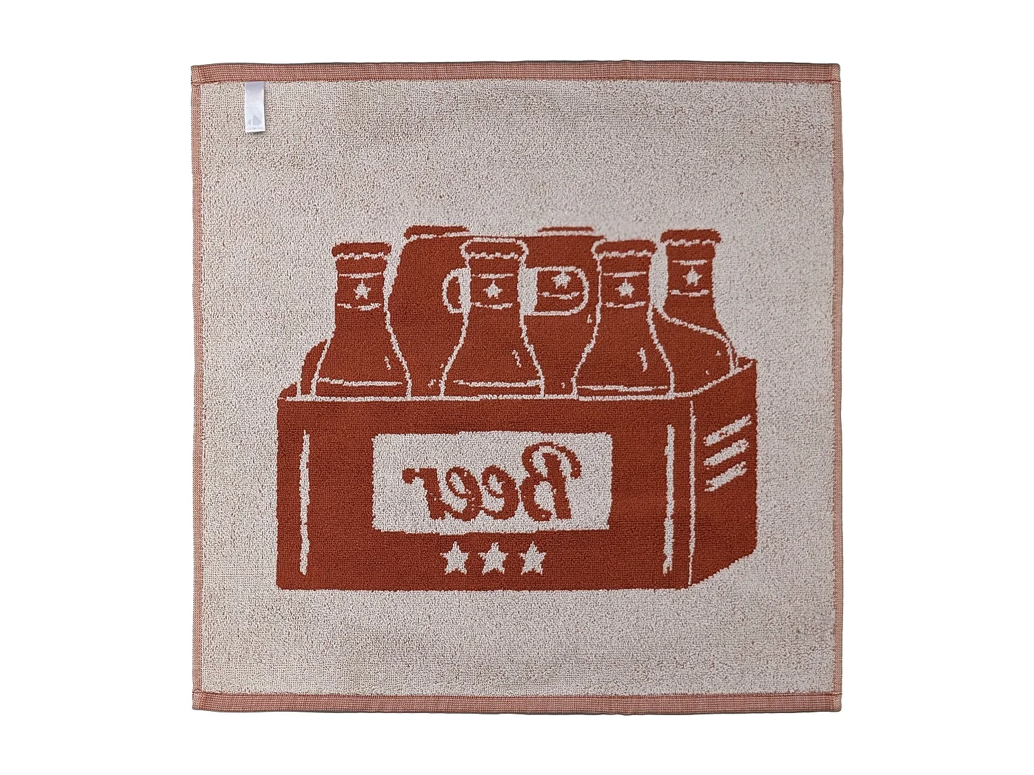 Lot de 2 torchons de cuisine pur coton 50x50 cm BEER rouge brique