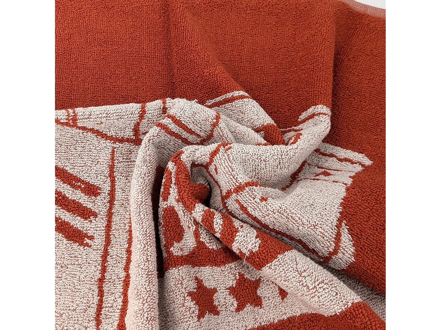 Lot de 2 torchons de cuisine pur coton 50x50 cm BEER rouge brique