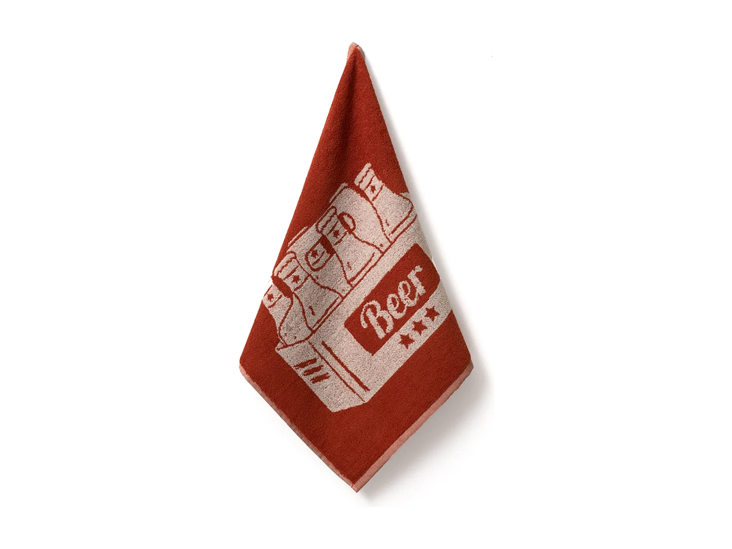 Lot de 2 torchons de cuisine pur coton 50x50 cm BEER rouge brique