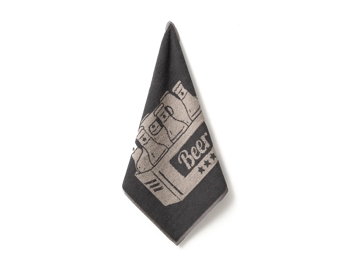 Lot de 2 torchons de cuisine pur coton 50x50 cm BEER motifs de bières gris