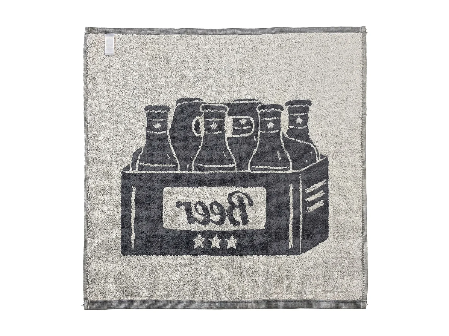 Lot de 2 torchons de cuisine pur coton 50x50 cm BEER motifs de bières gris