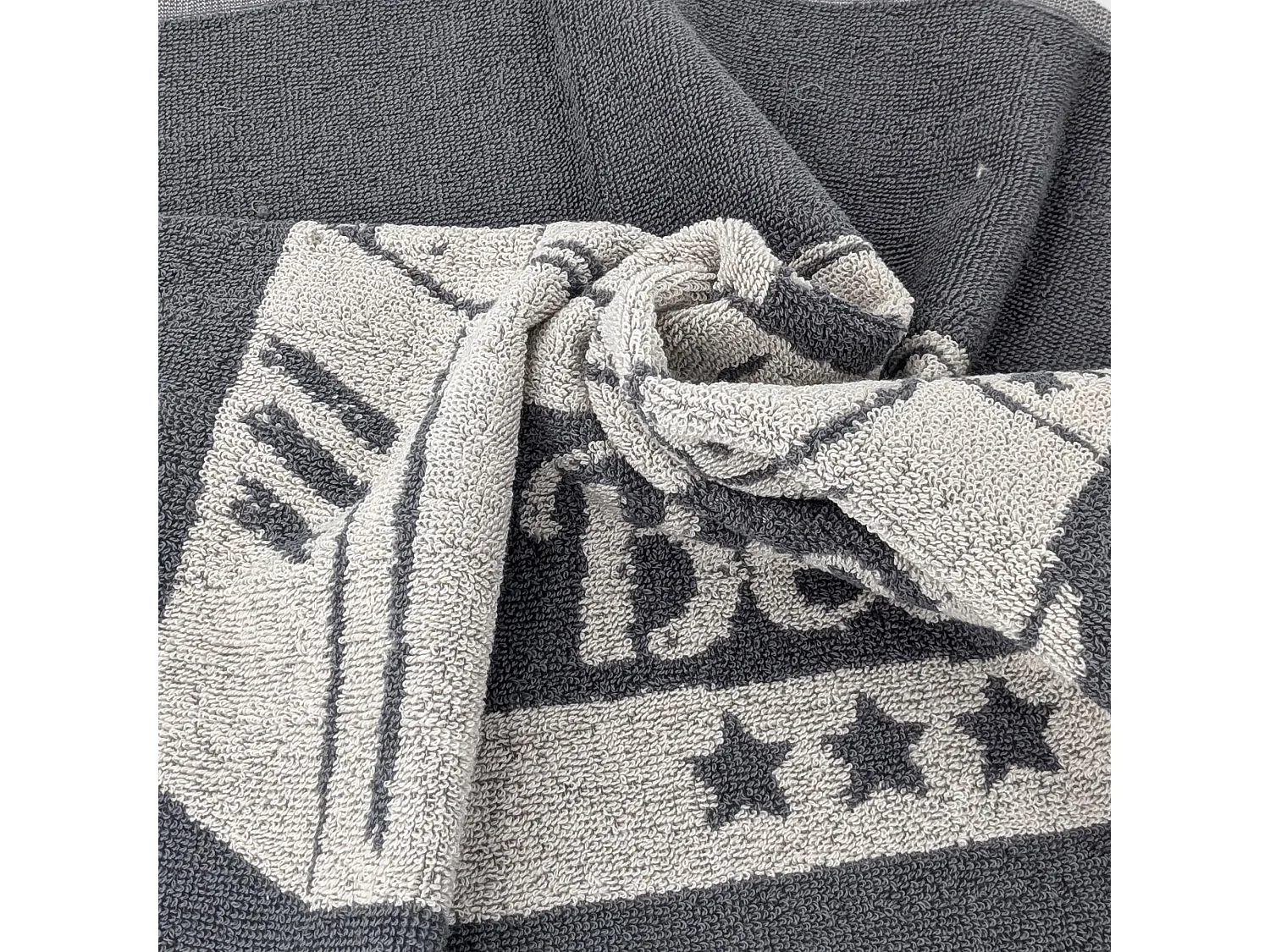 Lot de 2 torchons de cuisine pur coton 50x50 cm BEER motifs de bières gris