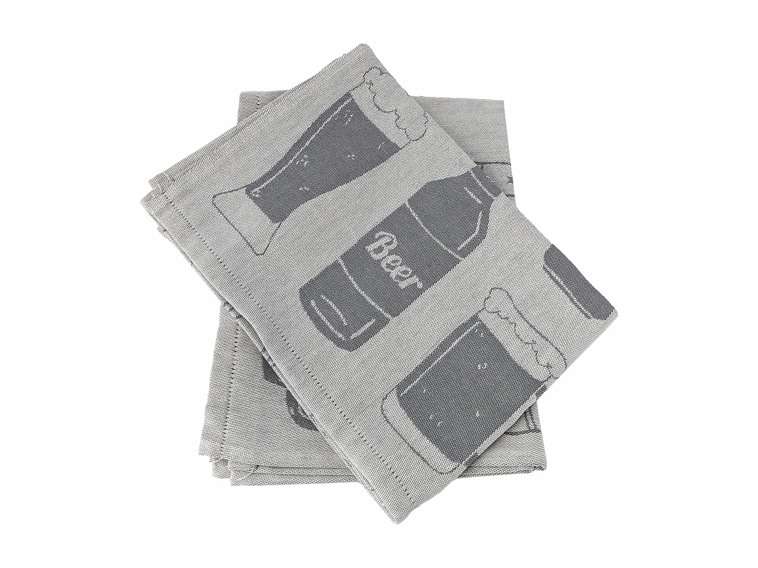 Lot de 2 torchons de cuisine pur coton 50x70 cm BEER motif de bières gris