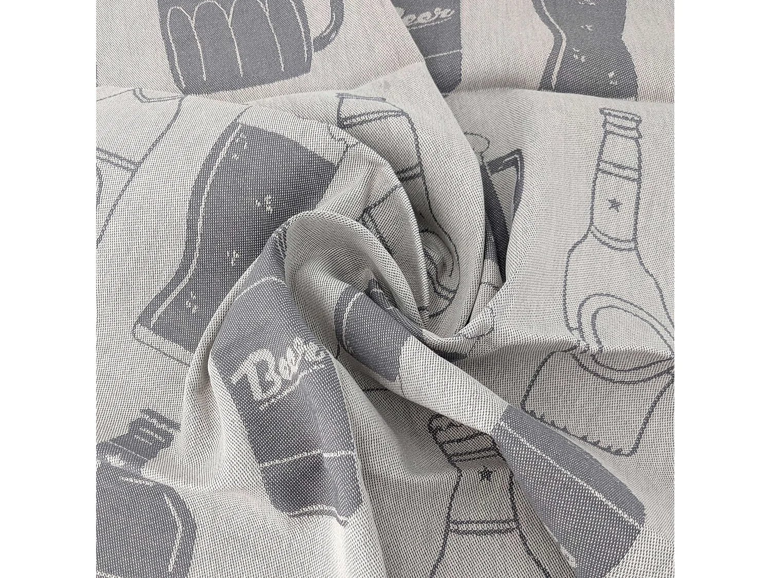 Lot de 2 torchons de cuisine pur coton 50x70 cm BEER motif de bières gris