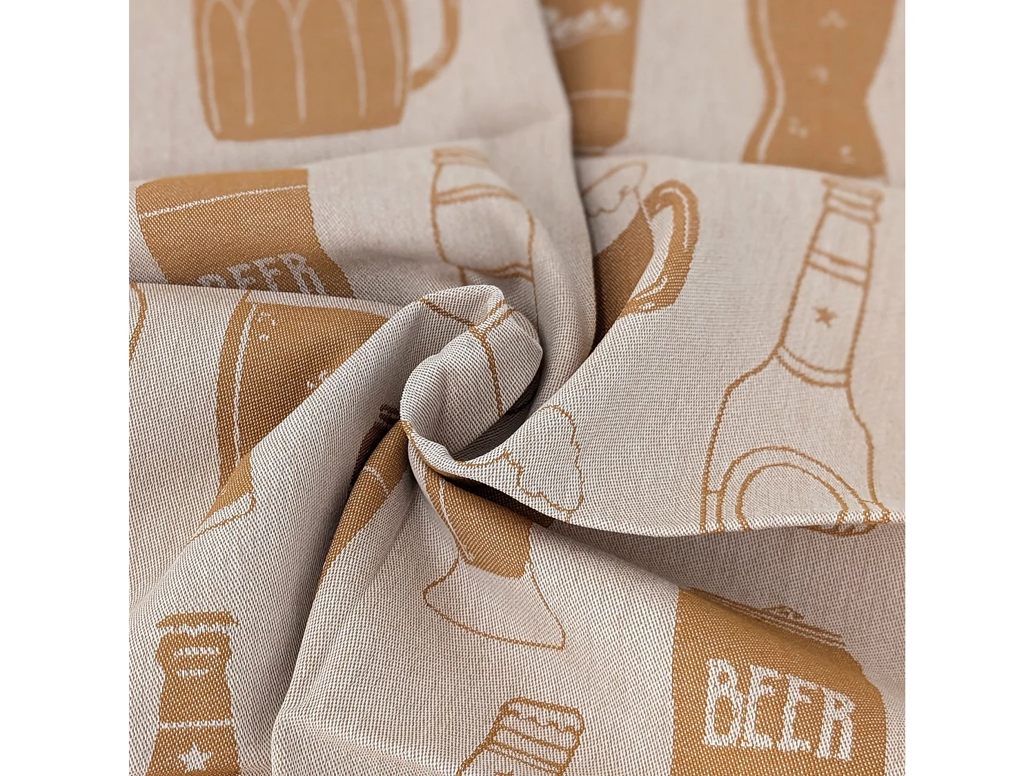 Lot de 2 torchons de cuisine pur coton 50x70 cm motifs de bières BEER jaune