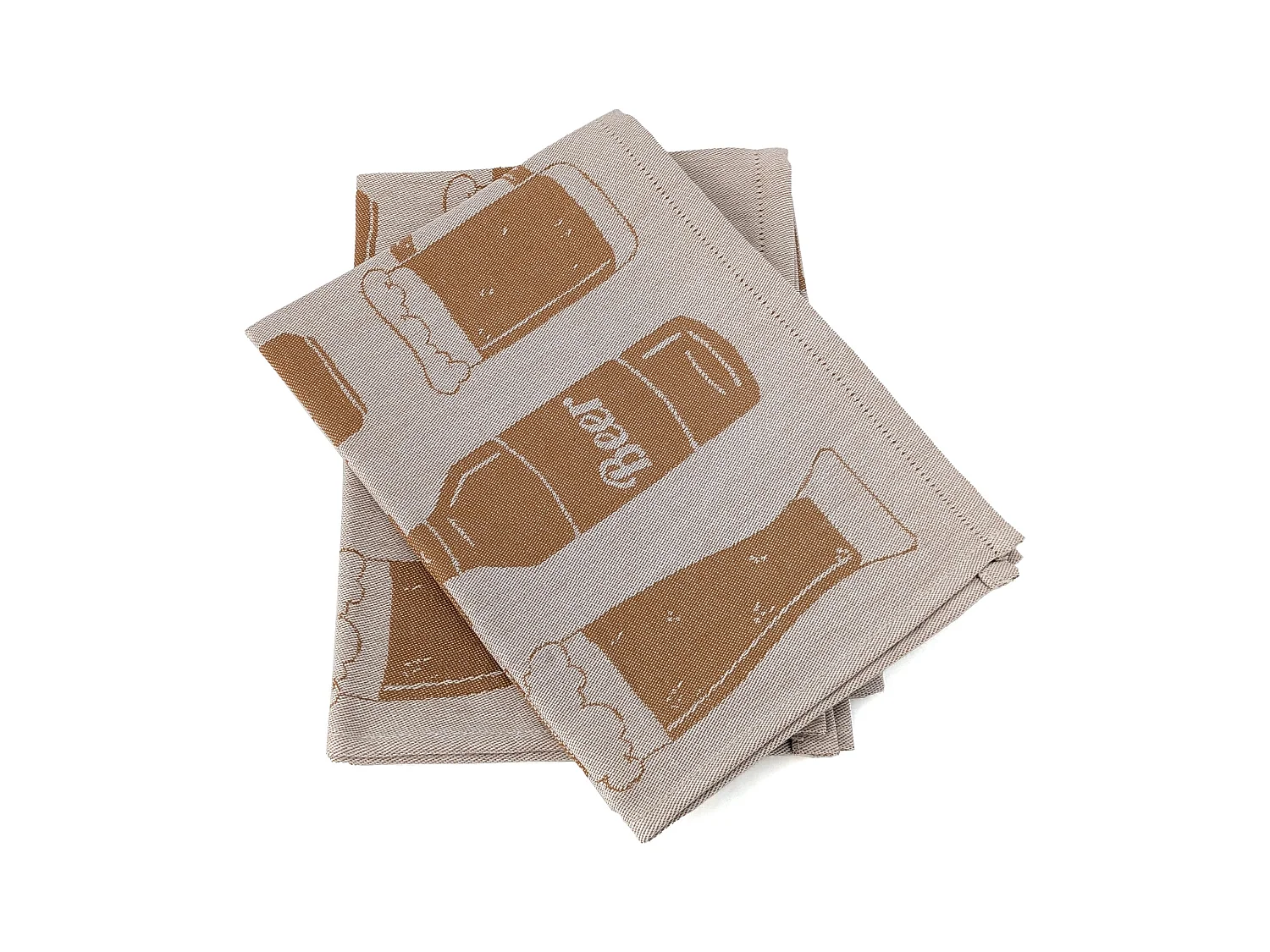 Lot de 2 torchons de cuisine pur coton 50x70 cm motifs de bières BEER jaune
