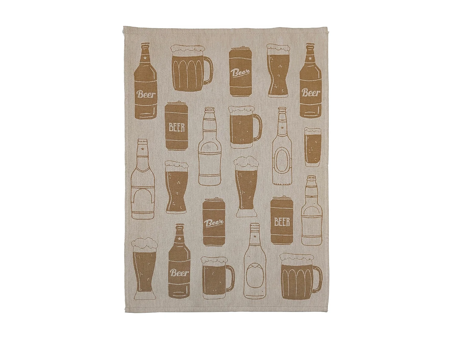 Lot de 2 torchons de cuisine pur coton 50x70 cm motif de bières BEER jaune