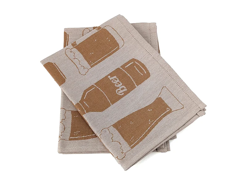 Lot de 2 torchons de cuisine pur coton 50x70 cm motif de bières BEER jaune