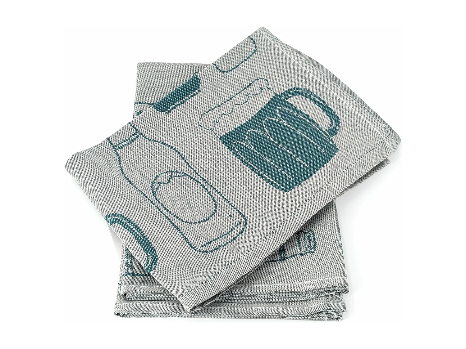 Lot de 2 torchons de cuisine pur coton 50x70 cm BEER motif de bières bleu