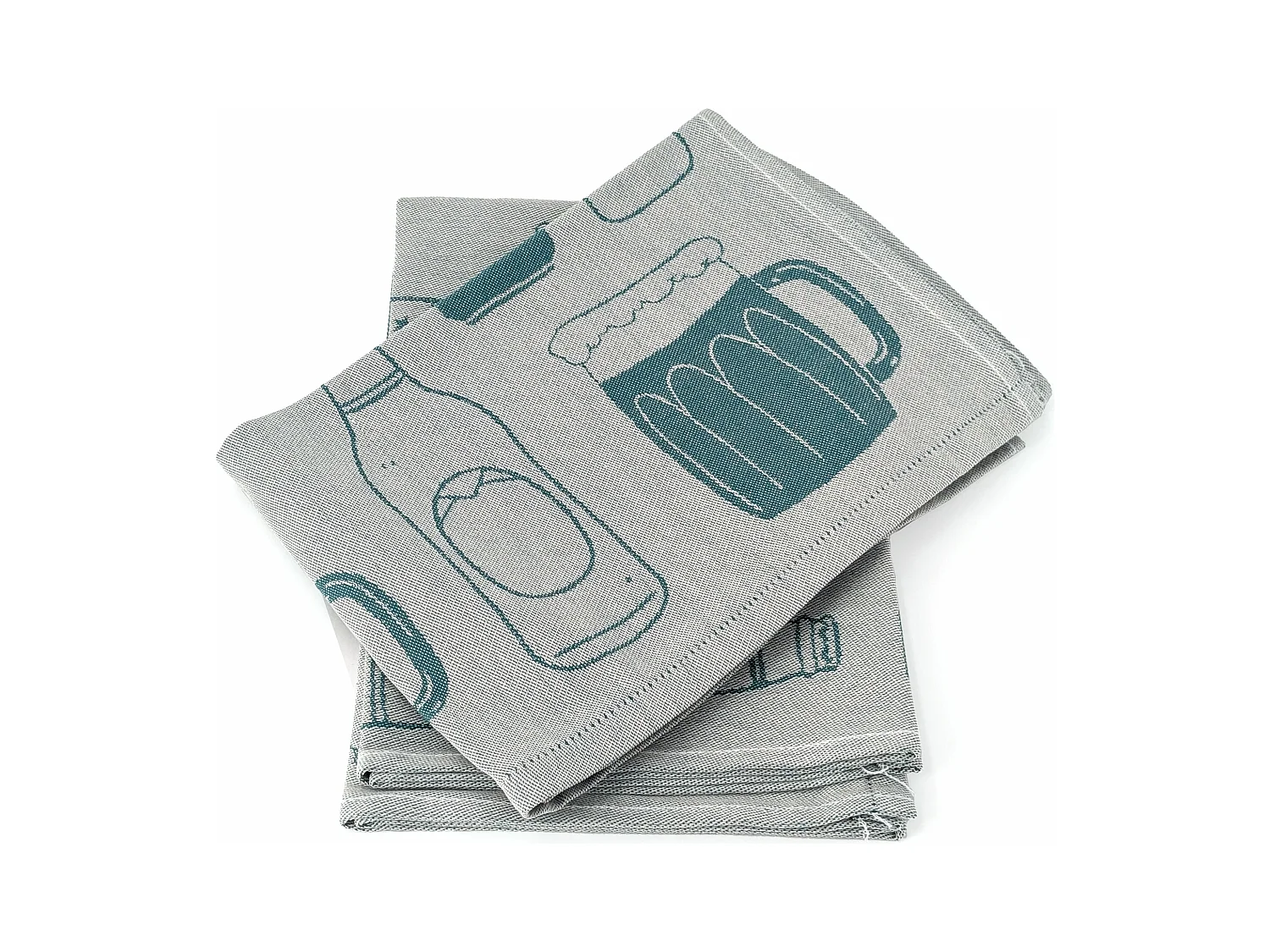 Lot de 2 torchons de cuisine pur coton 50x70 cm BEER motifs de bières bleu
