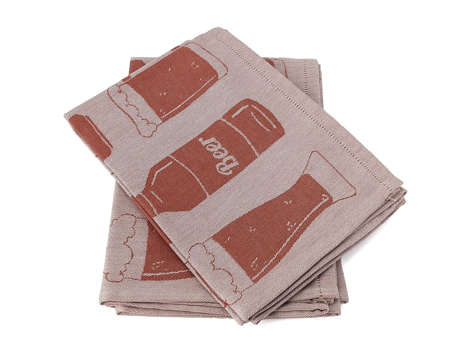 Lot de 2 torchons de cuisine pur coton 50x70 cm BEER rouge brique