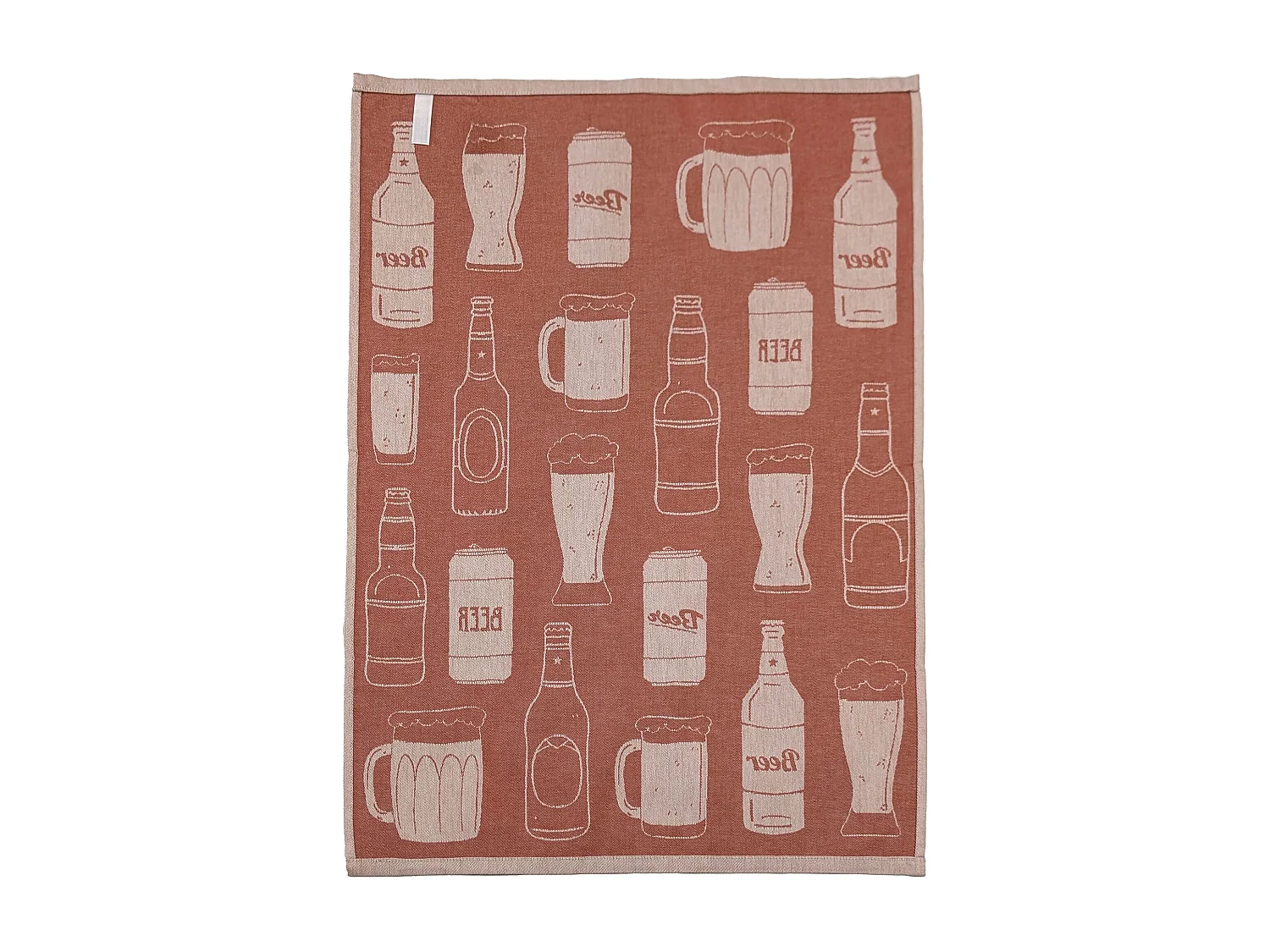 Lot de 2 torchons de cuisine pur coton 50x70 cm BEER rouge brique