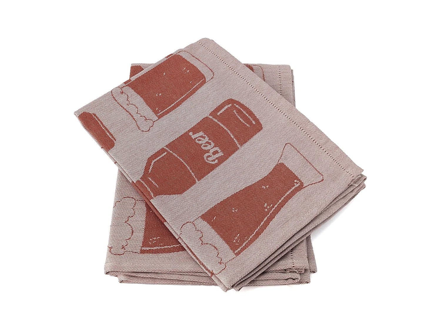 Lot de 2 torchons de cuisine pur coton 50x70 cm BEER rouge brique