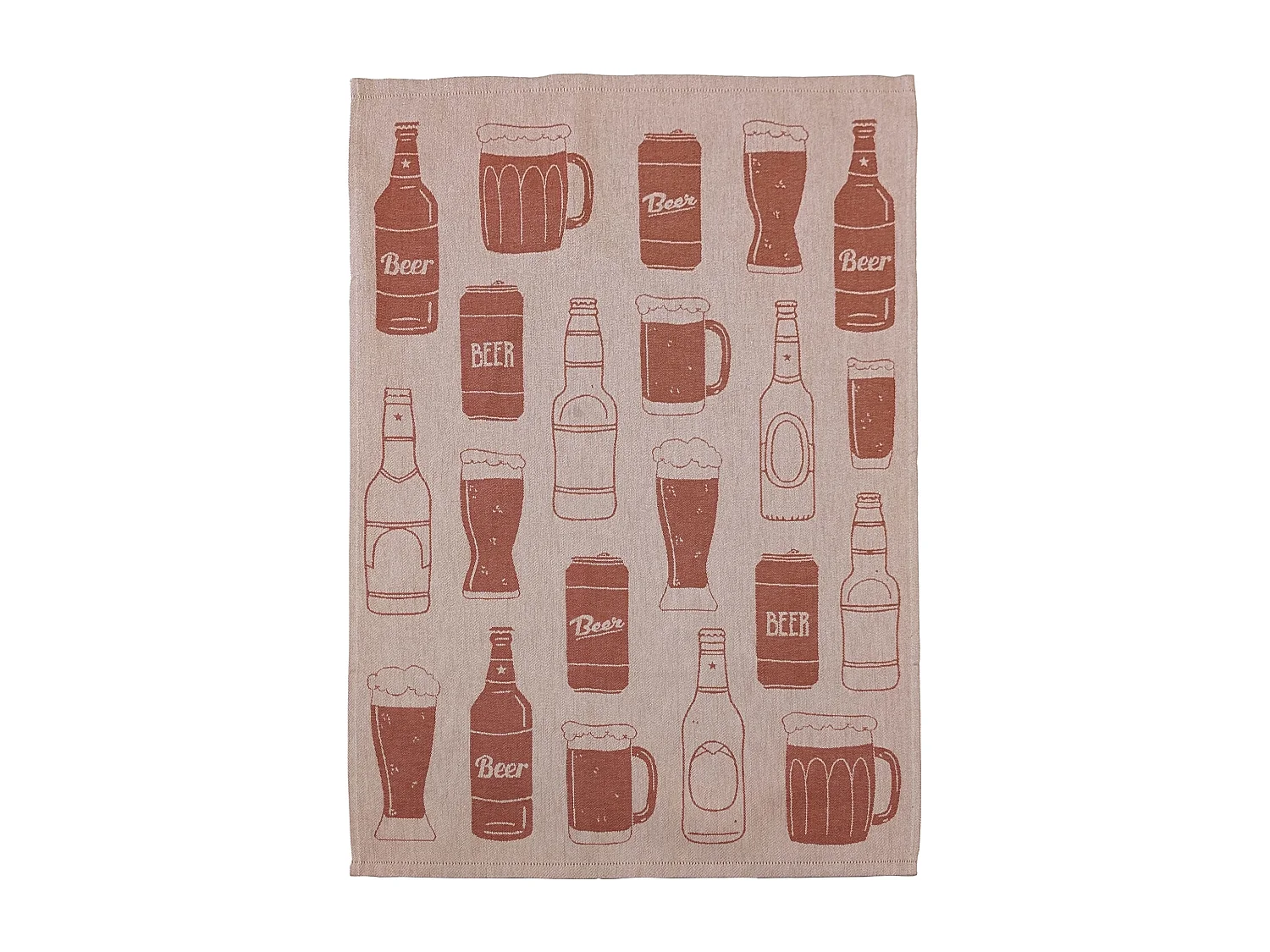 Lot de 2 torchons de cuisine pur coton 50x70 cm BEER rouge brique