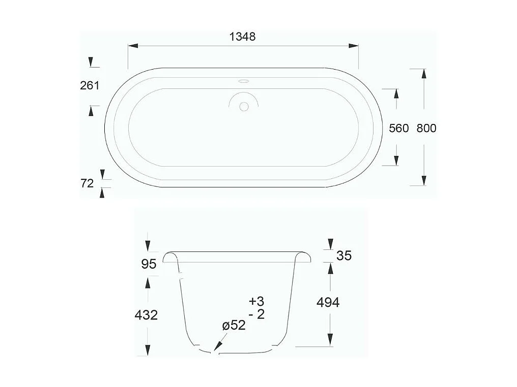 Baignoire Ilot 175 x 80 JACOB DELAFON Cléo 1889 ovale & fonte + pieds